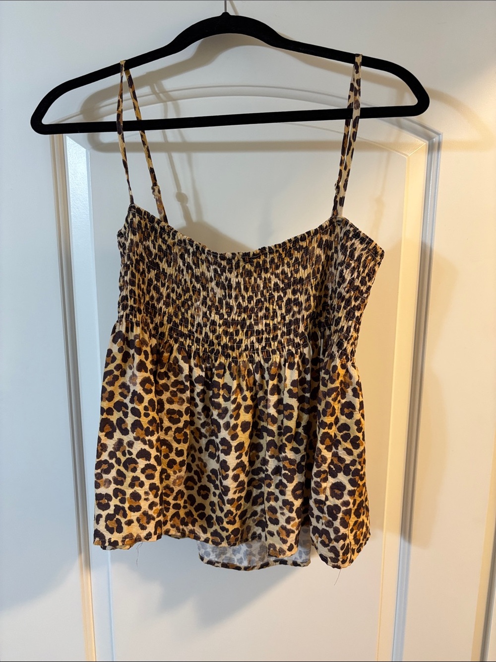 BiBi Leopard Print Smocked Cami in Brown and Black